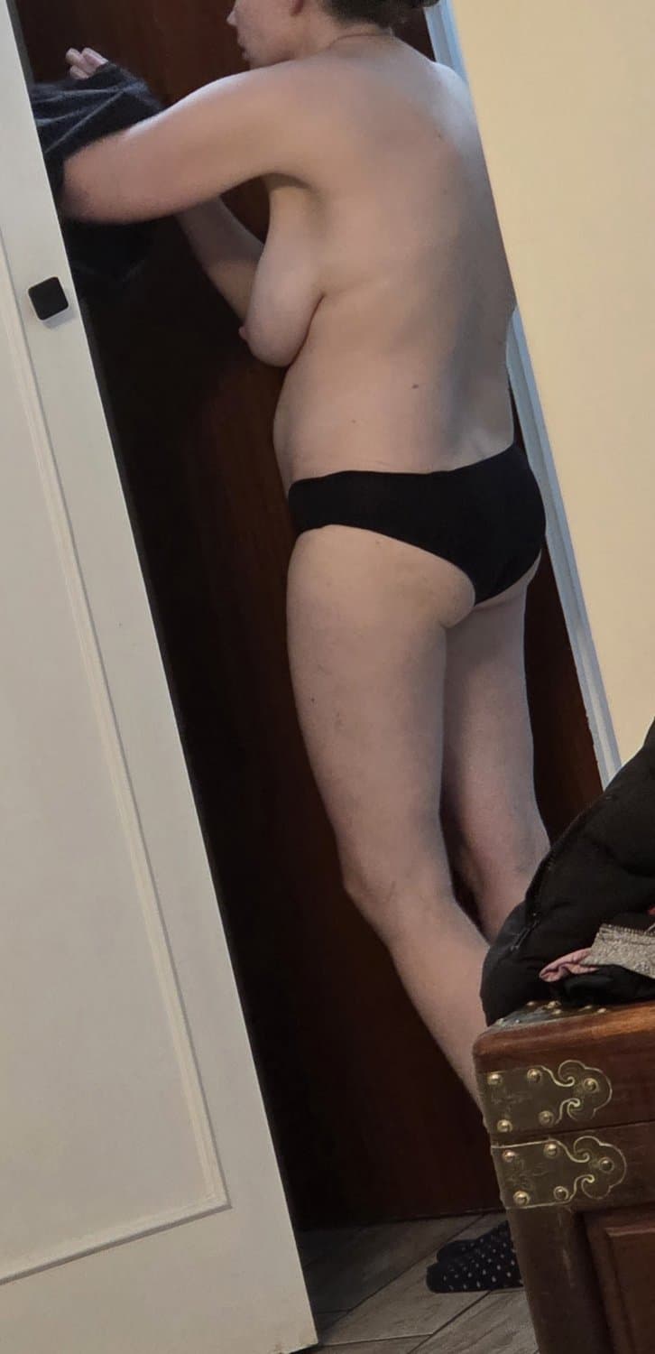 Spy hot wife in blue and black panties