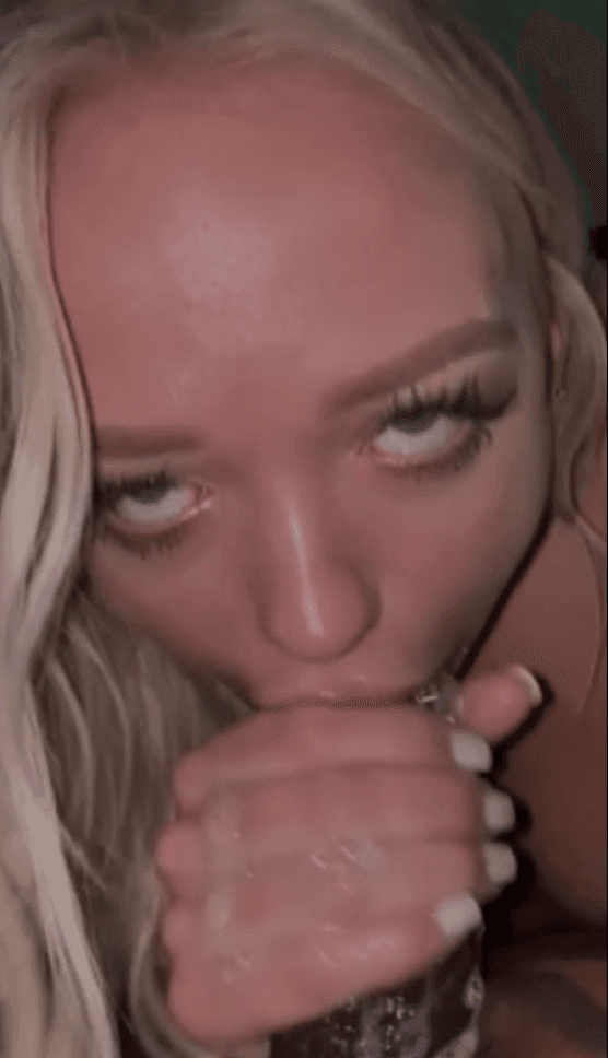 Sultry blonde teen gives sloppy blowjob to bbc