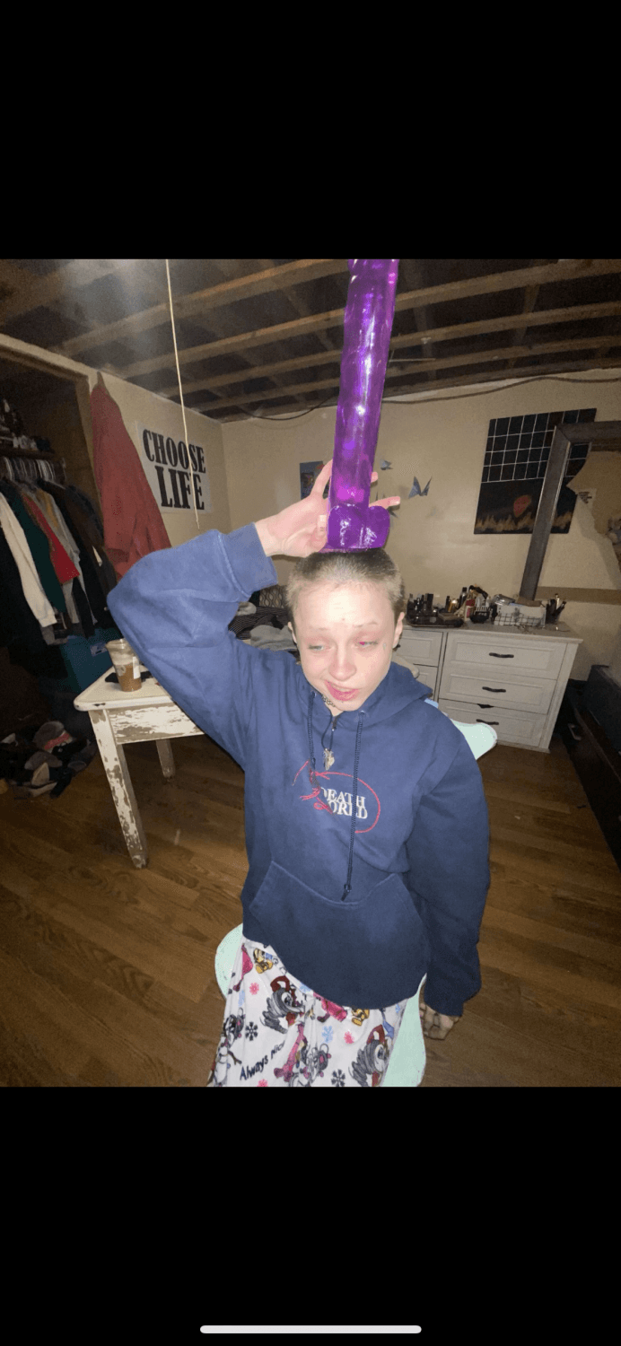Feral Emo Girl Fucks Herself With 12 inch Dildo