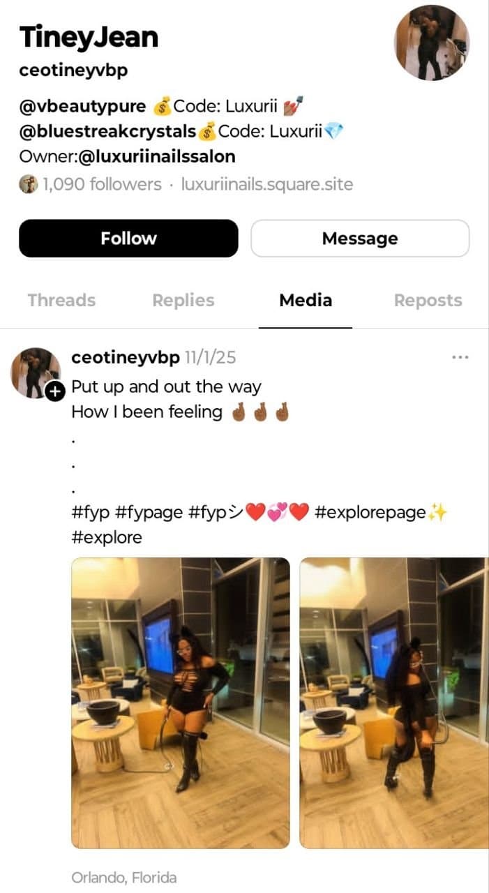 West Orlando Florida ebony bbw & Nail tech tiney sucking dick and taking backshots leaked