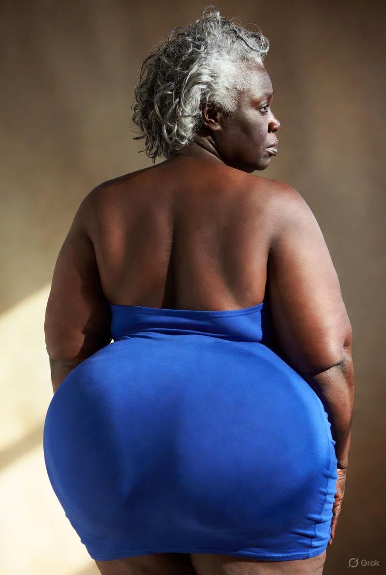 FAT BOOTY Grannies in Tight Blue Dress AI