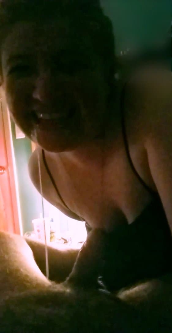 "Really?" she asks with a mile of cum and spit dangling from her face