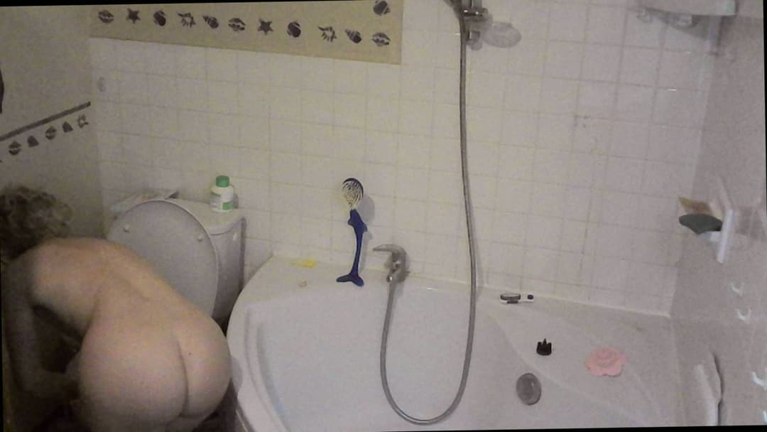 Two hidden cams on Nurse Solange cleaning her pussy