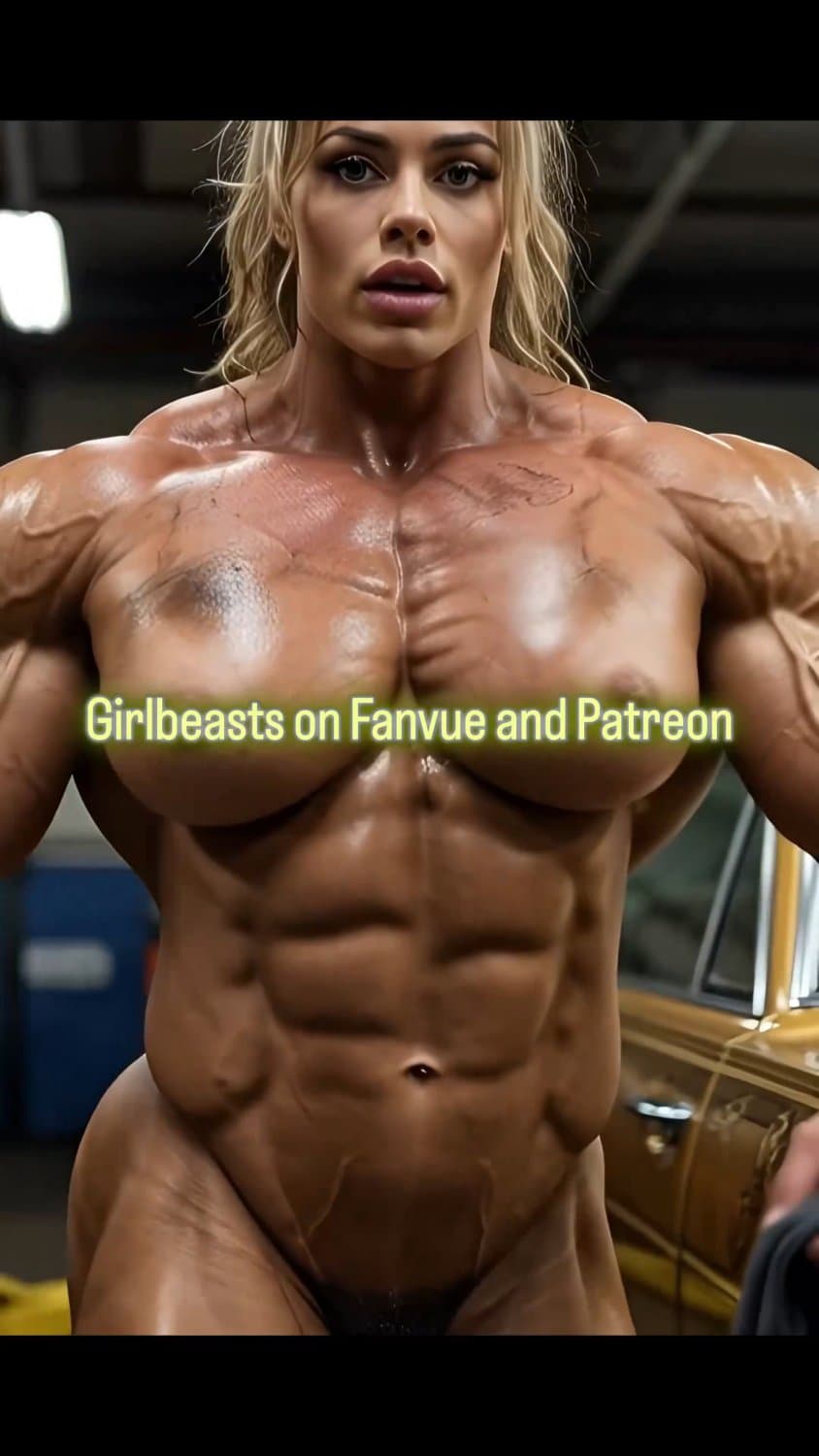 Her huge roided muscles need to breathe, and she loves stripping nude