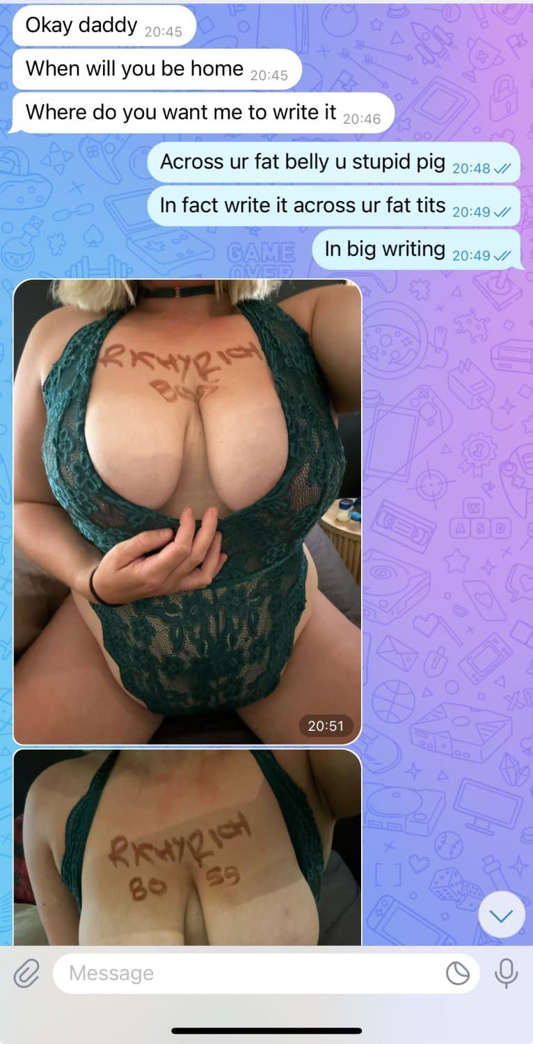 Made my fat obedient PIG perform in my Telegram group as a free use webwhore ??❌?‍???
