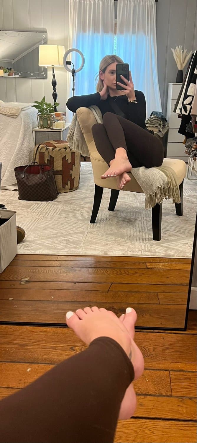 For you Footies out there! BLONDE PETIT with CUTE FEET shows off her TIGHT PUSSY!