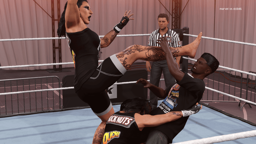 Giant Rhea Ripley and Rhea Ripley ballbusting Low Blow ?‍?