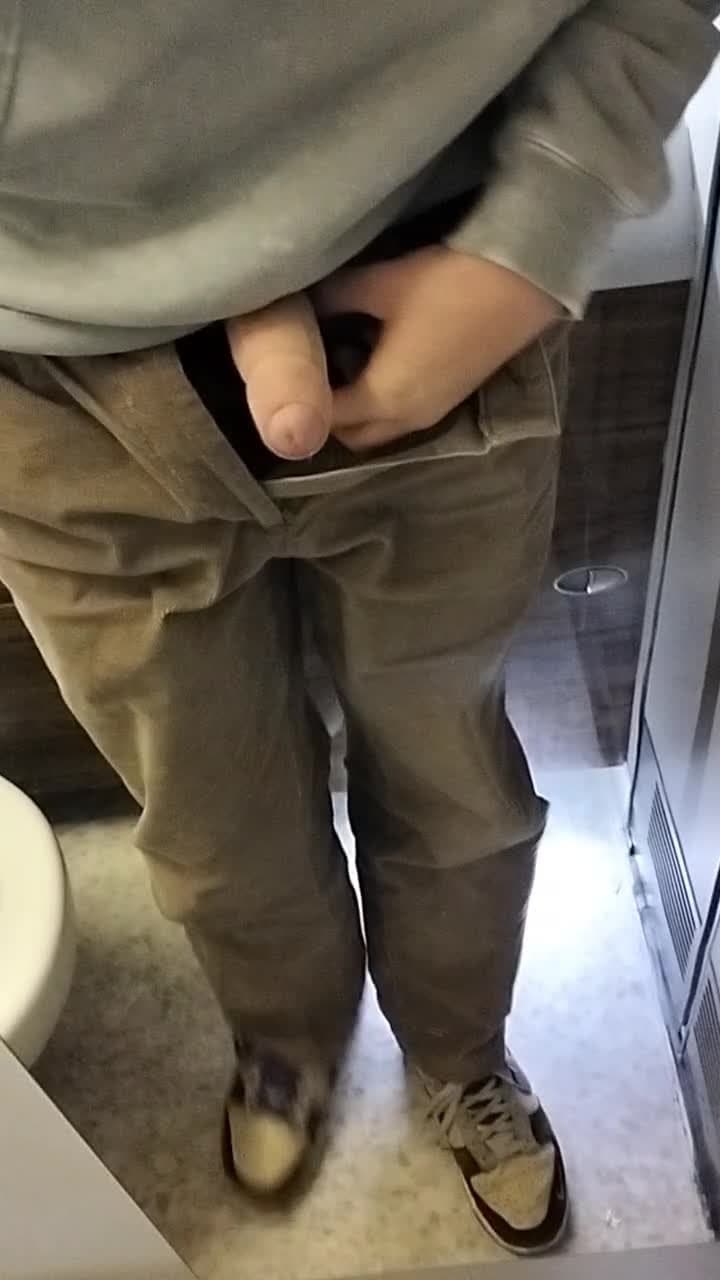 Guy teases in airplane bathroom