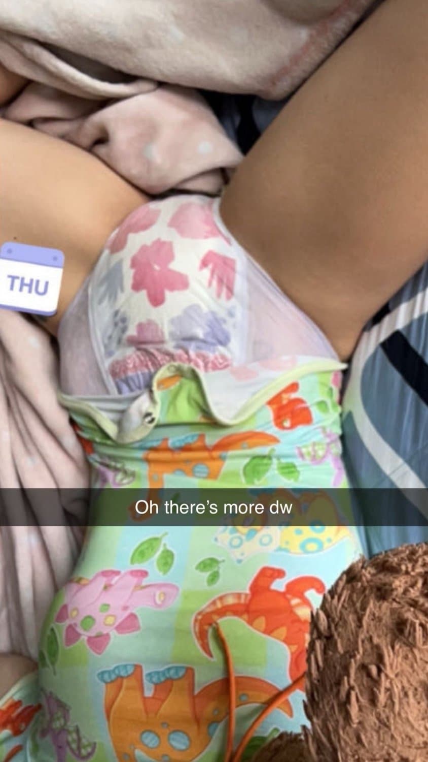 Hot blonde teen in diapers