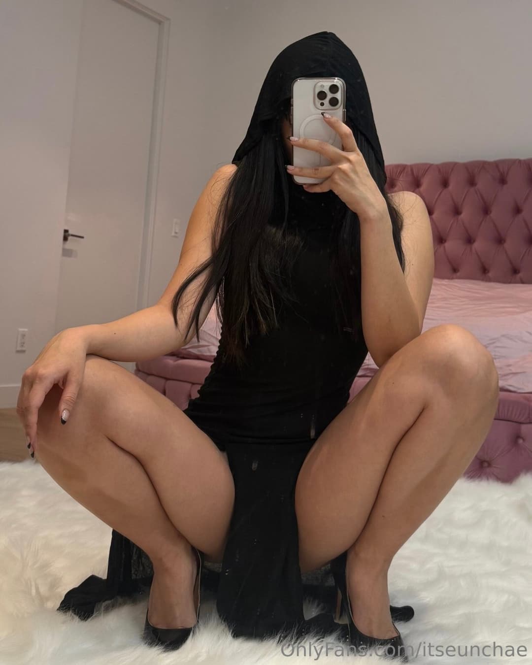 Asian Korean Chae Black Dress