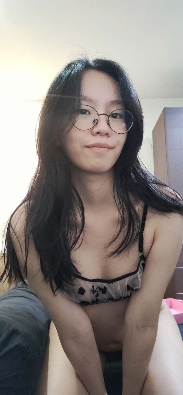 wet and horny asian slut in lingerie strips and spreads her cunt