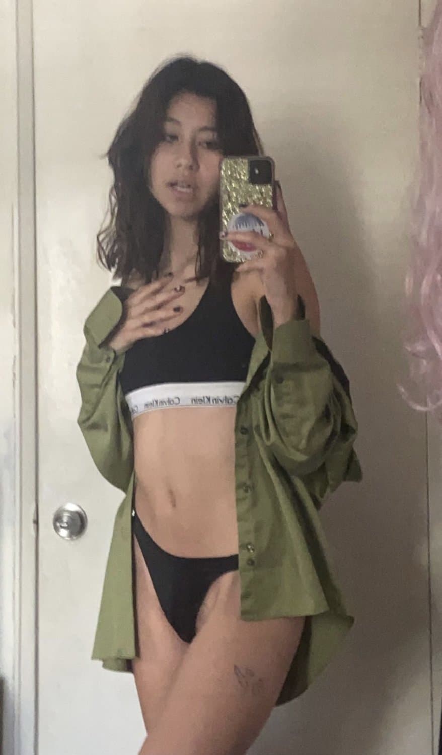 ASIAN Goth Girl in Calvin Klein Panties LEAKED! Nudes included! Fap to her submissive body!