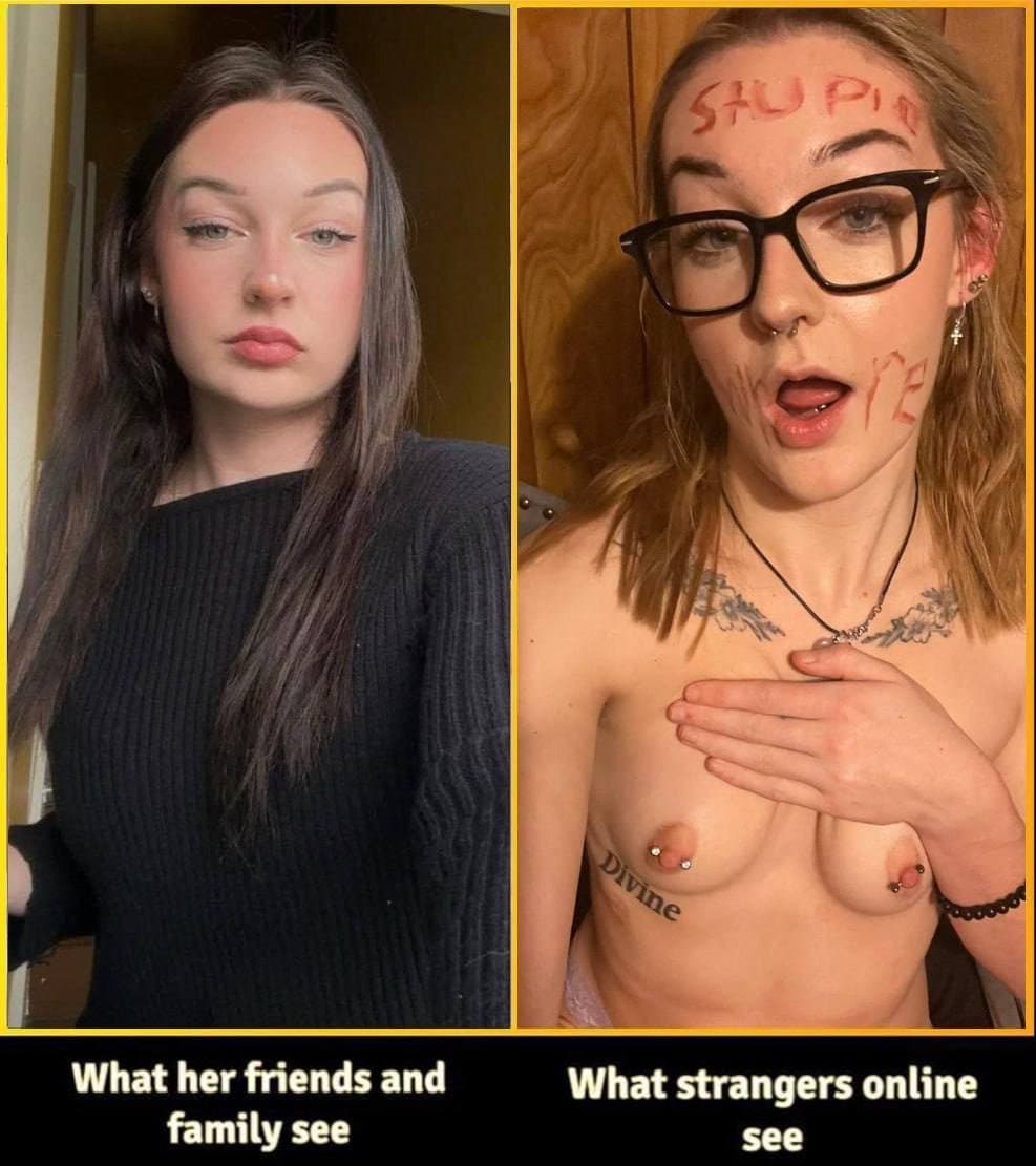 Look at this dumb clown fuck toy bitch is so dumb and stretched out she begs for cock