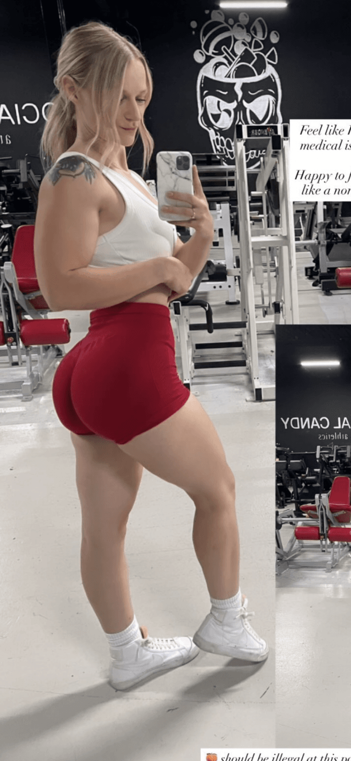 Fitness girl let some lucky scrawny asshole grab her big ass in yoga pants as they madeout in gym