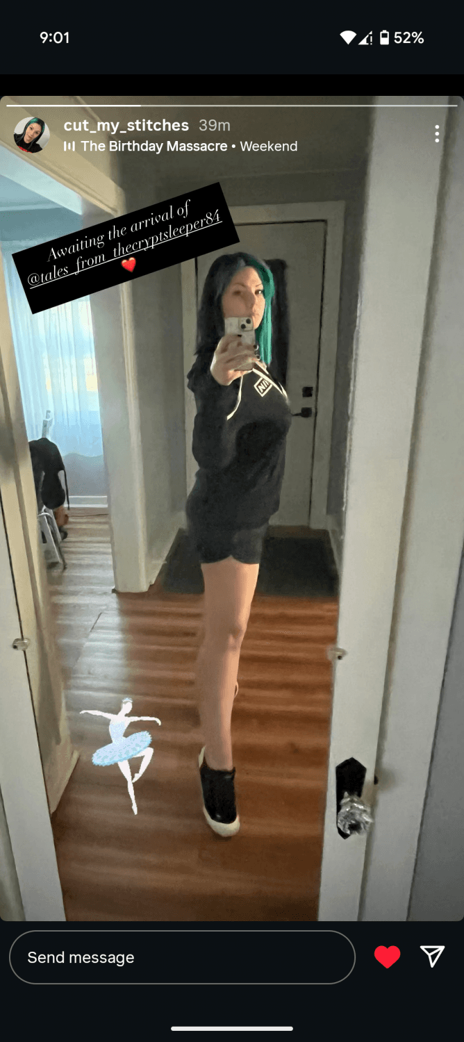 Goth Bitch would look a lot sexier with a leash around her. Followed by bondage & humiliation.