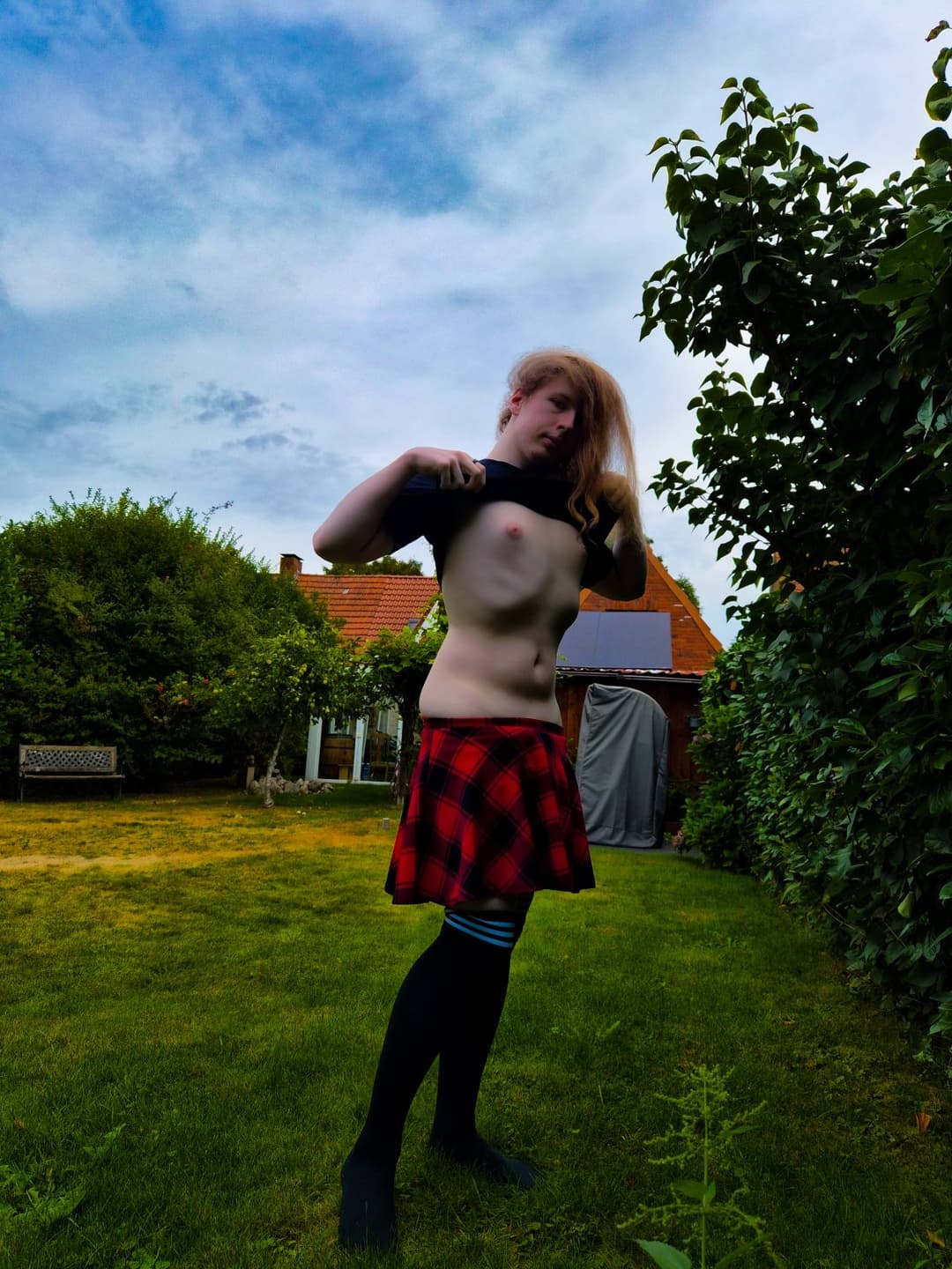 Femboy chills in Garden :3