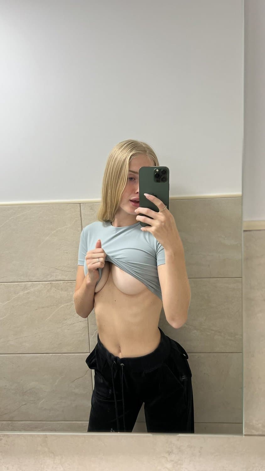 Sexy slut with big tits wearing socks