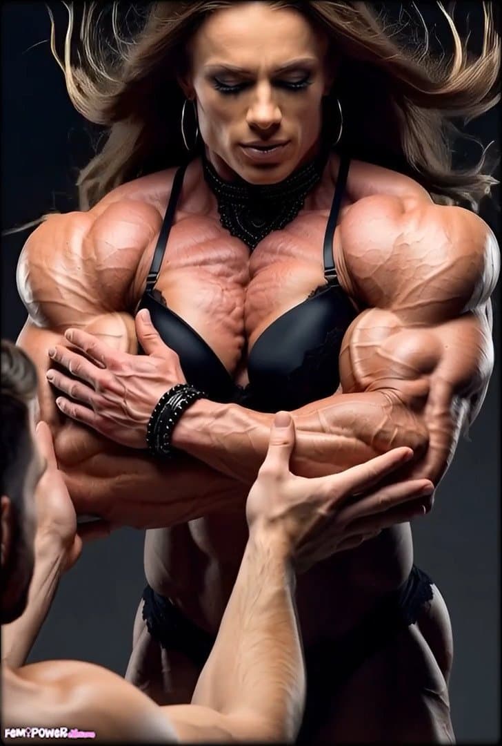 Muscle worship makes her hypertrophic masses get bigger and harder, like an erection