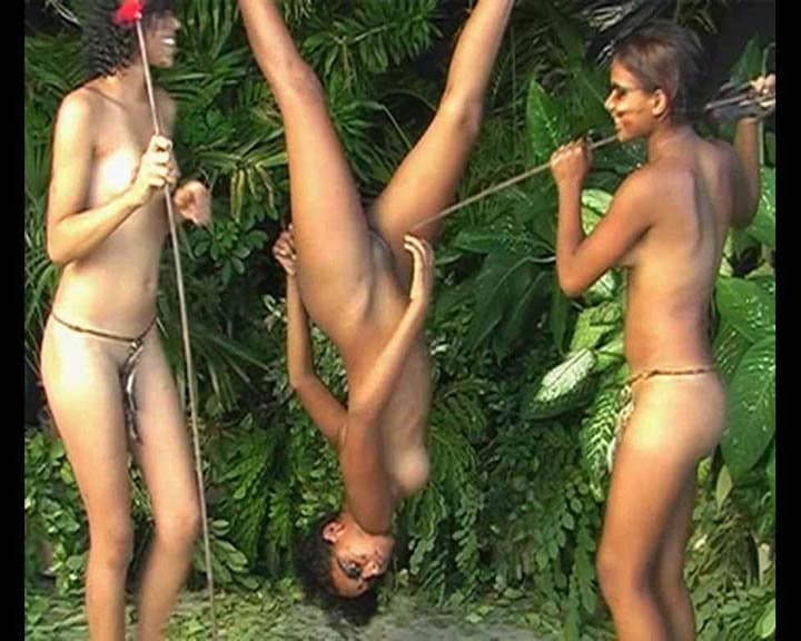 Cocoa-brown women dance naked