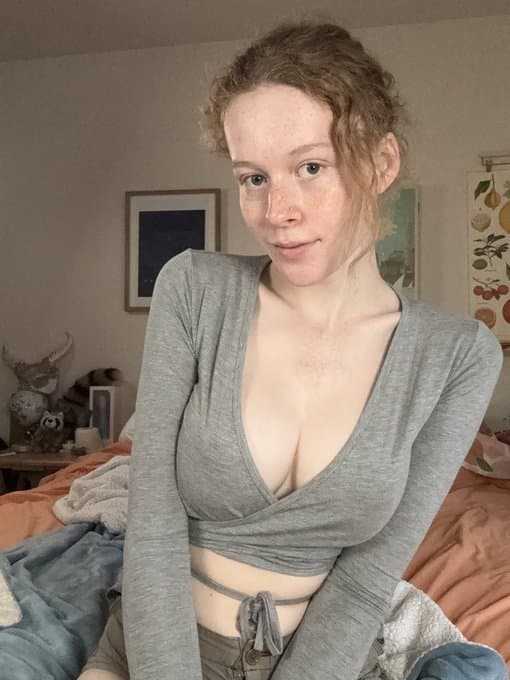 Cute ginger tranny girl shows her juicy fat cock