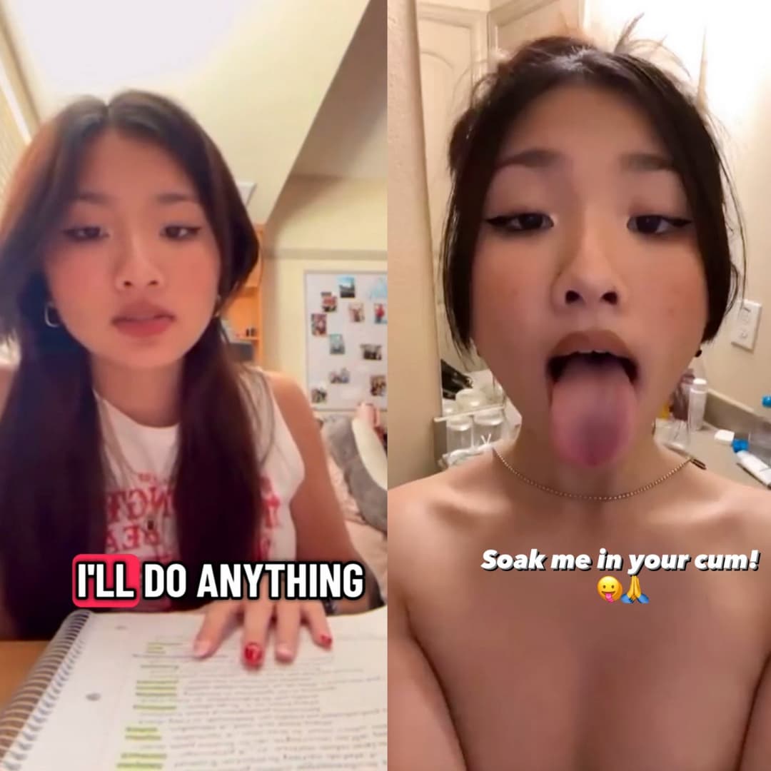 She loves cum and huge cock. Goon Slut. Ahegao teen.