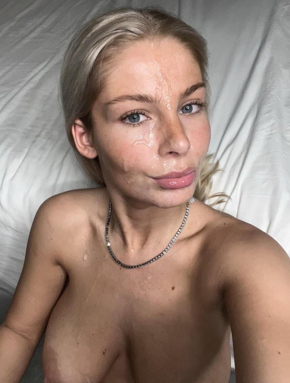 Thatyoungblonde covered in cum like a good cum slut