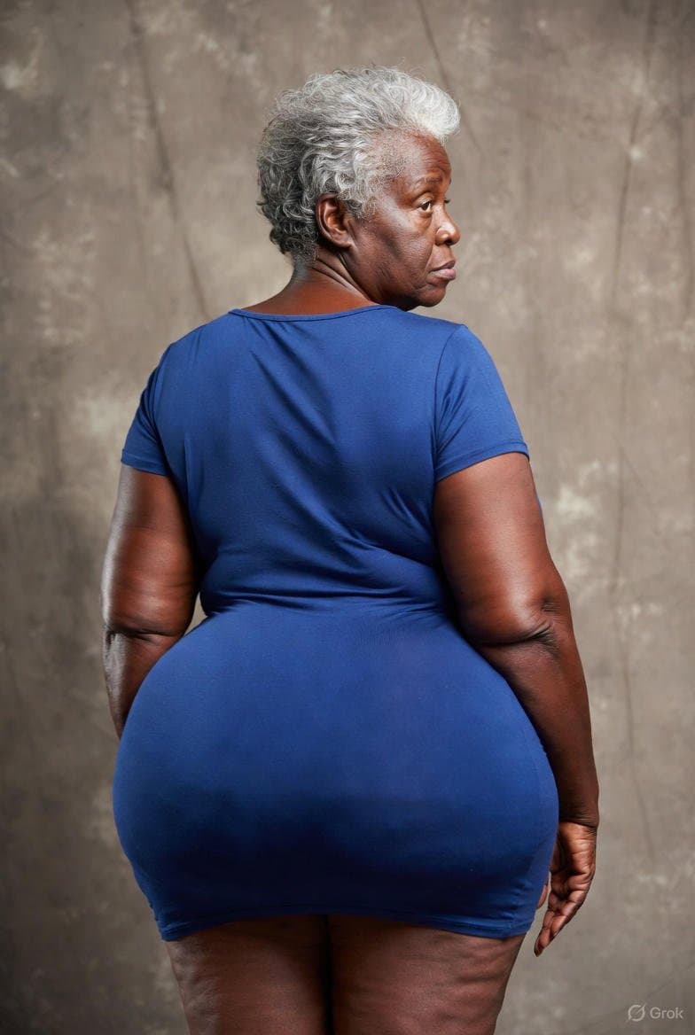 FAT BOOTY Grannies in Tight Blue Dress AI