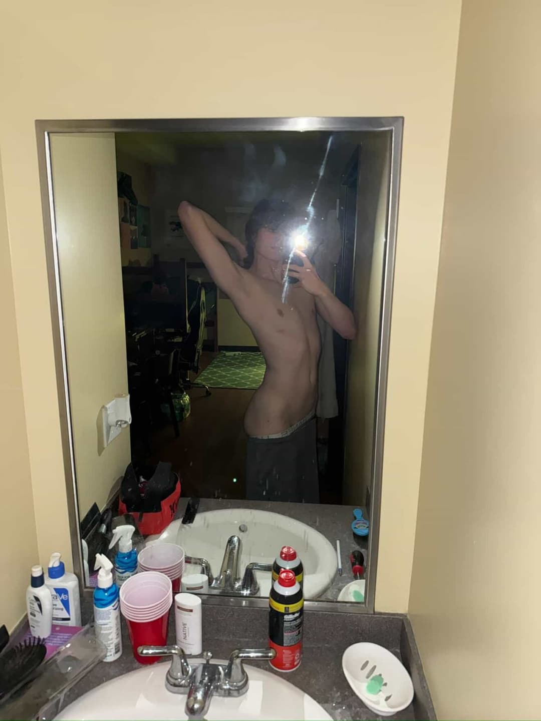 stupid white college boy baited and shows dick