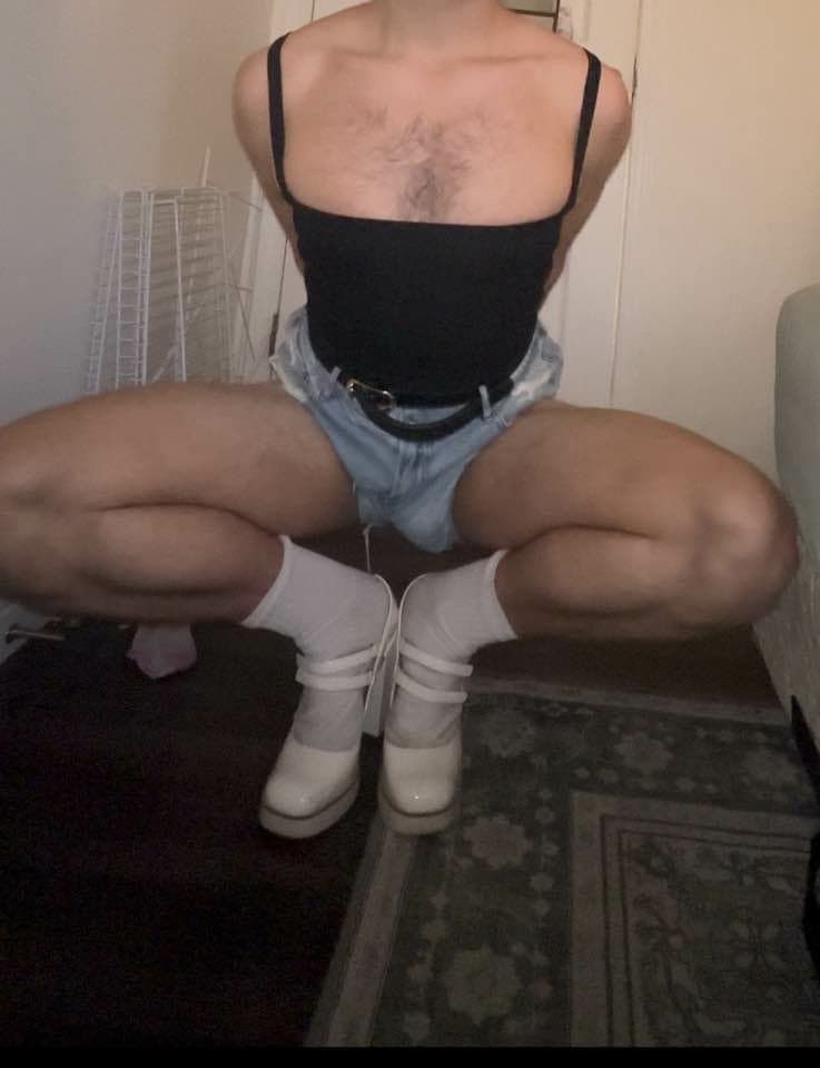 skinny fag-husband wearing wifes lingerie and gets horny from posing! CBT! kik: dammyxo