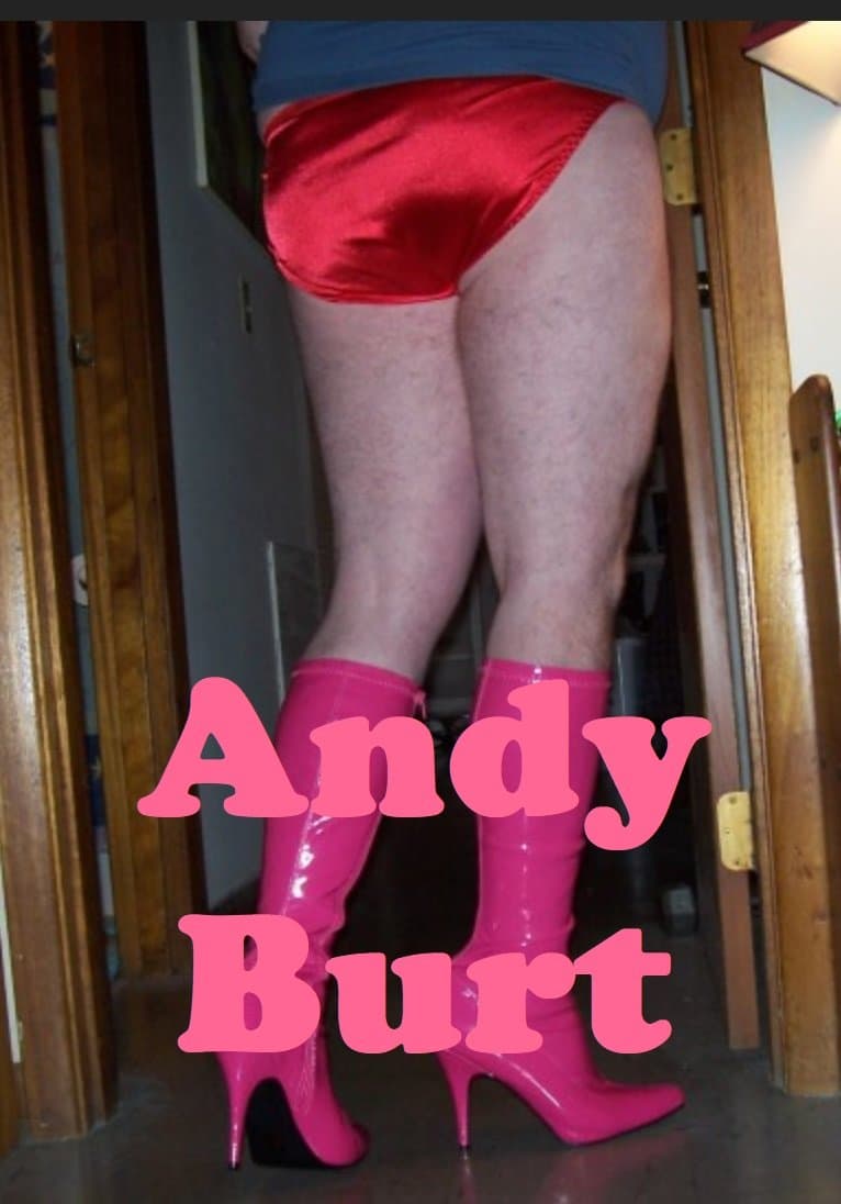 Sissy Andy Burt in satin panties and pink boots
