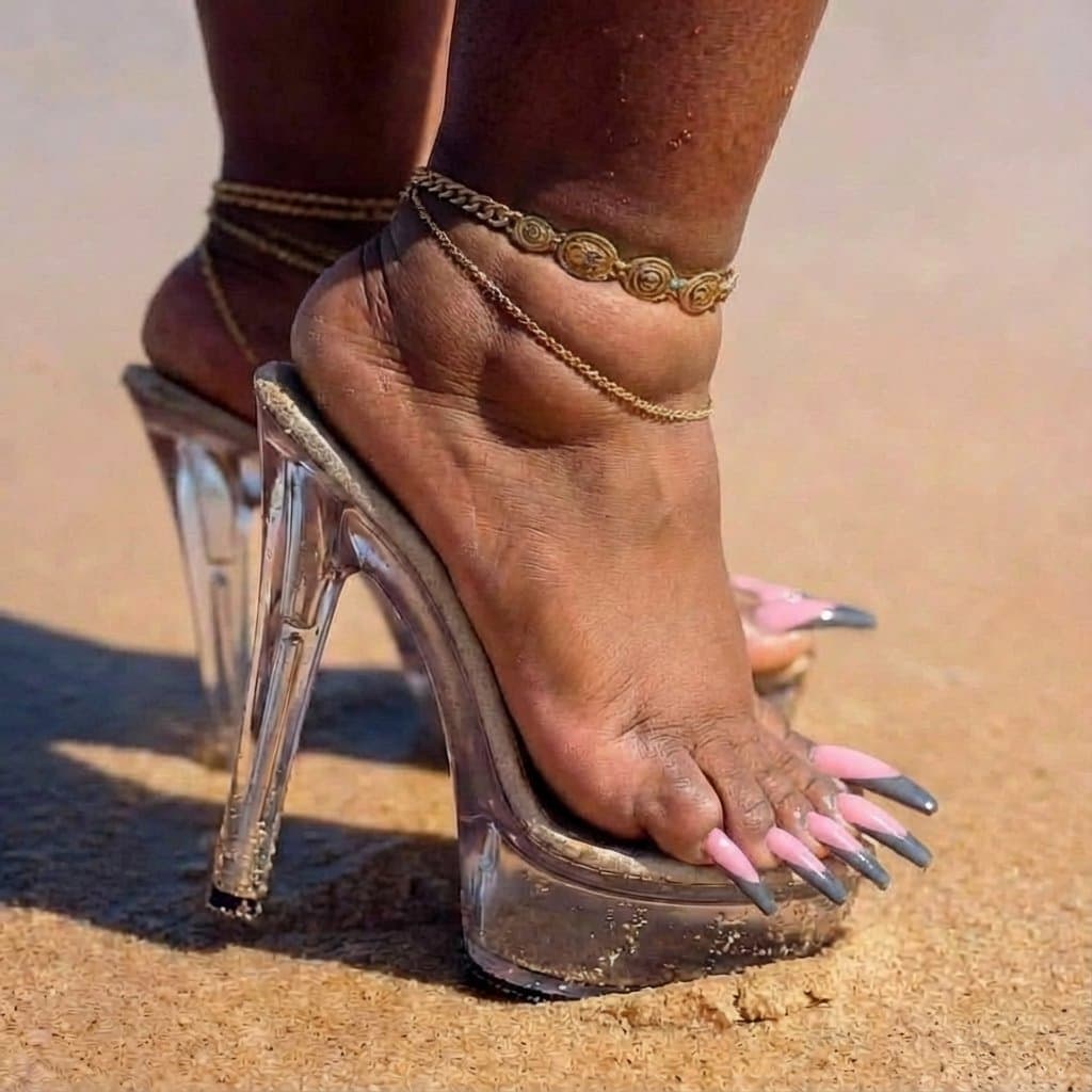 BBW Ebony feet toes long nails xxx