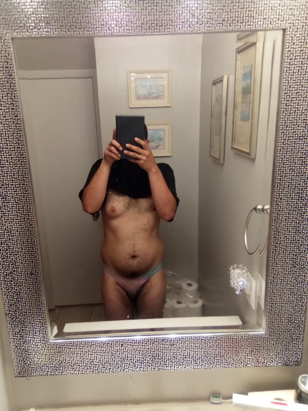 Horny feeling myself. Love wearing panties I wish I had more. The way they feel in my asscrack. Hmu.