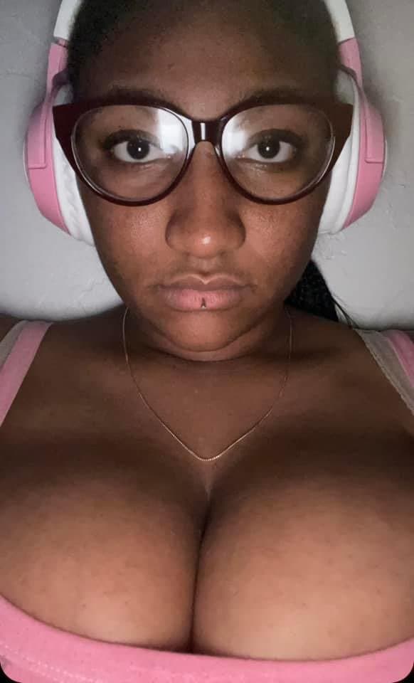 Black girl with big tits and hello kitty headphones