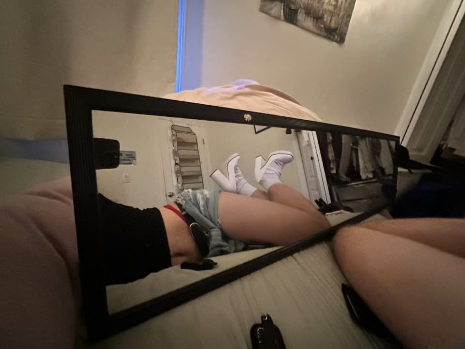 skinny fag-husband wearing wifes lingerie and gets horny from posing! CBT! kik: dammyxo