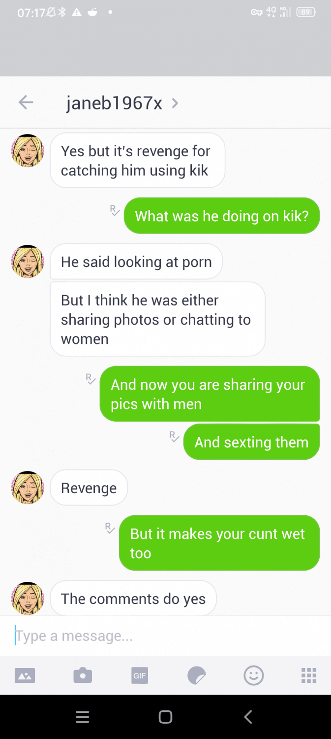 UK milf wife catches hubby out. So gives him his own medicine.Her Kik included