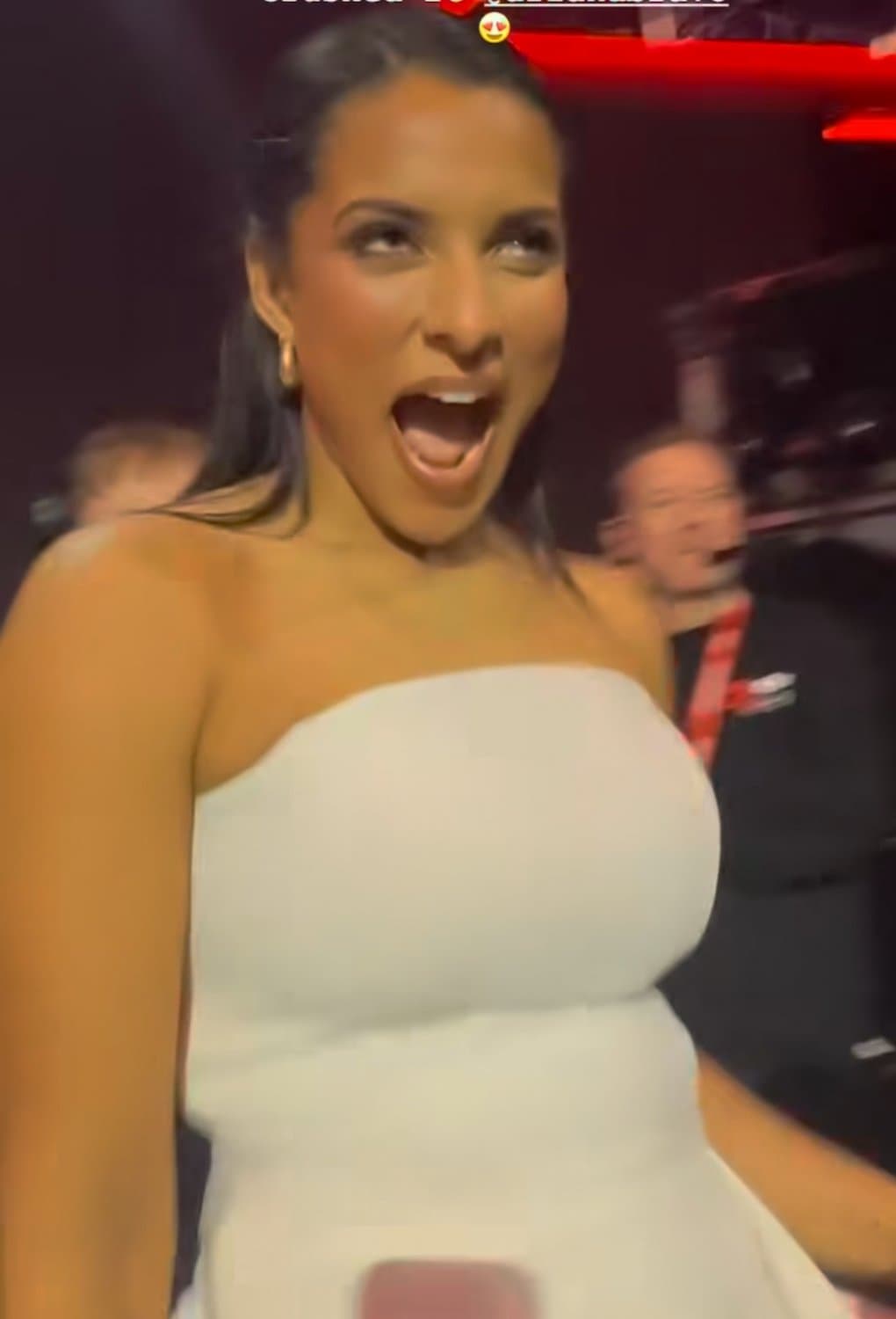 Desi F1 reporter shaking her brown curry cannons. Brown slut