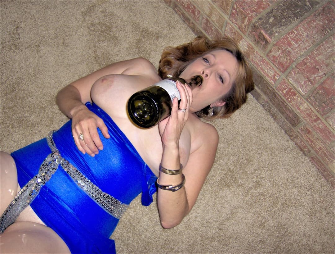 Pamela and the wine bottle