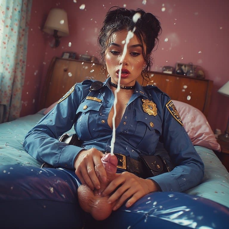 Sexy Latina officers in a motel room cumming