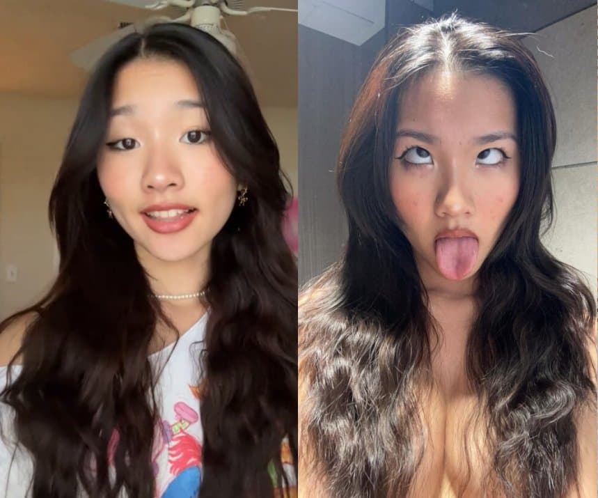 Asian teen Abg with super pretty face shows off her hair and titties. Cute little Ahegao face