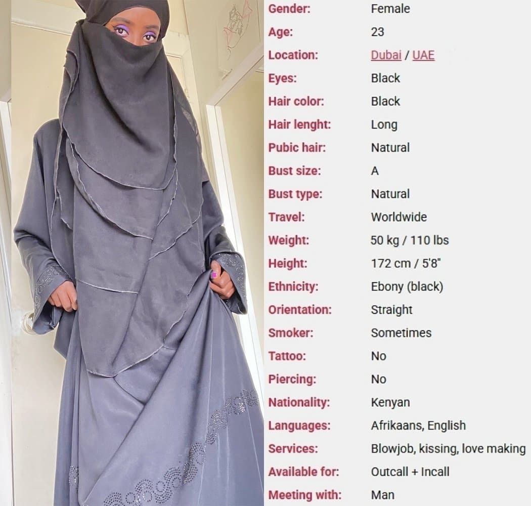 Kenyan Ebony Hijab Escort Works In Dubai