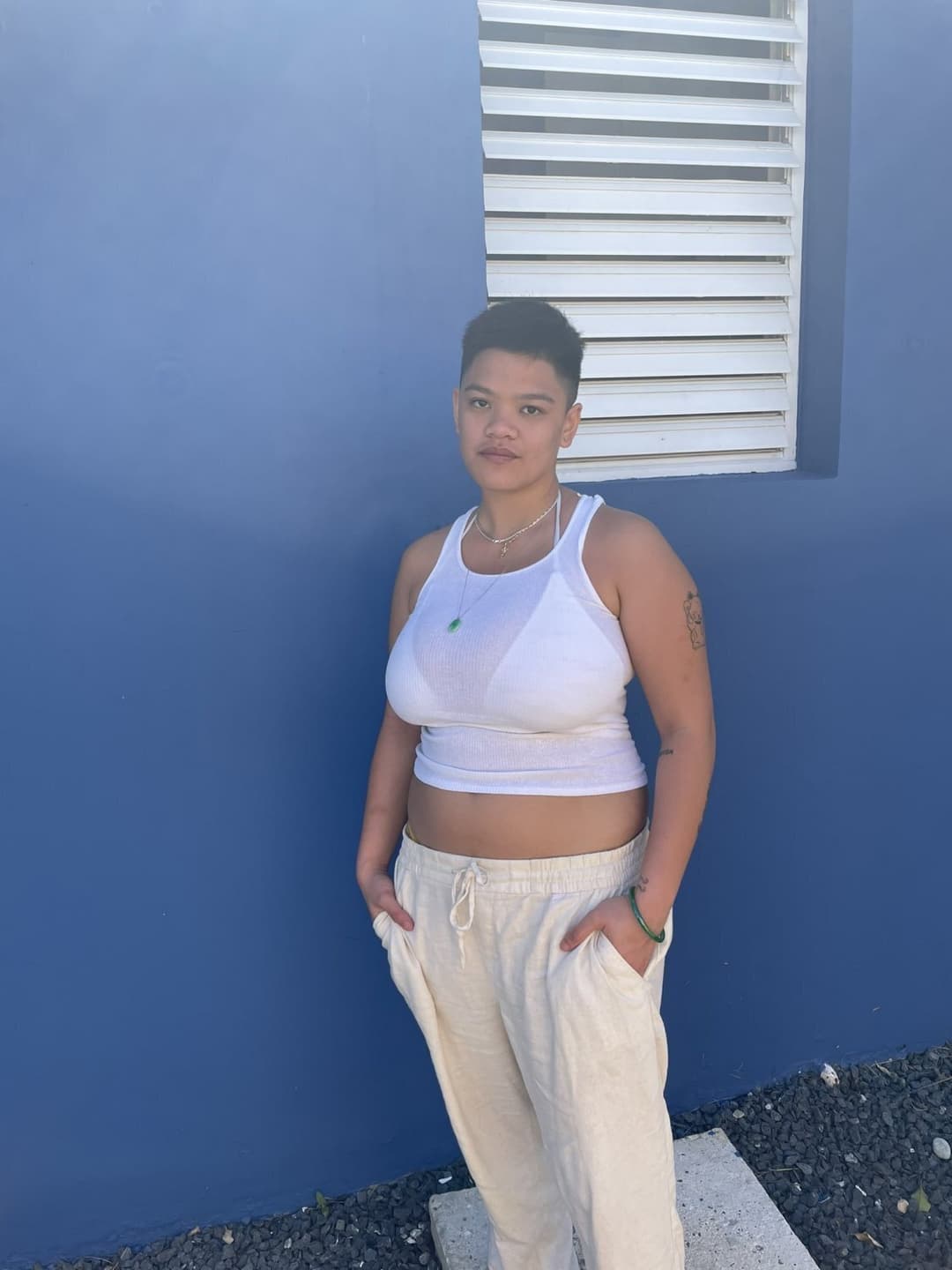 Short hair tomboy Asian dyke stud nice body