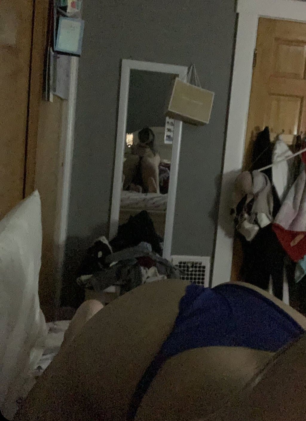 Click to view full size asian babe teases her body in a mirror and teases her tight pussy