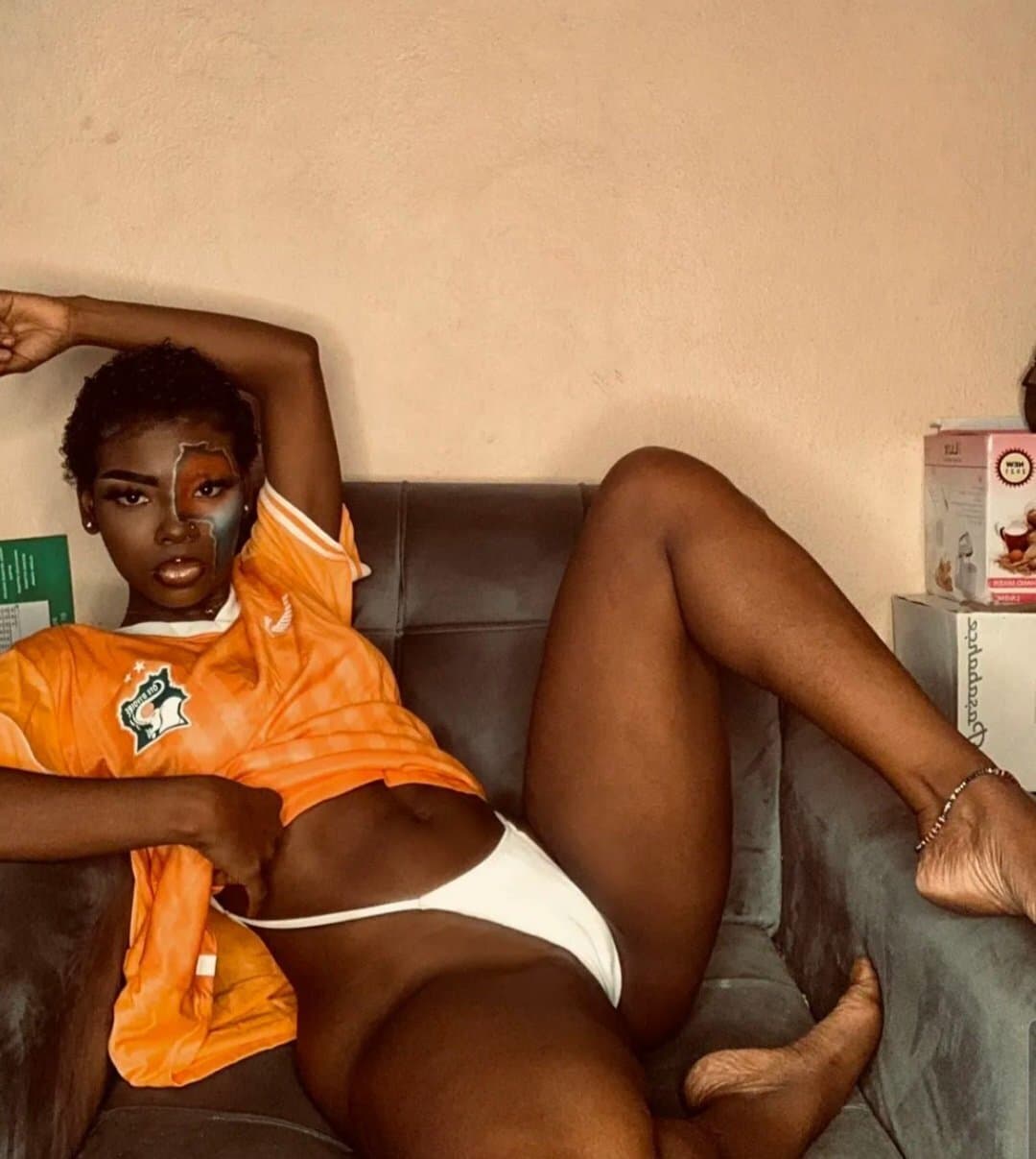Short hair African Ebony black girl phat ass