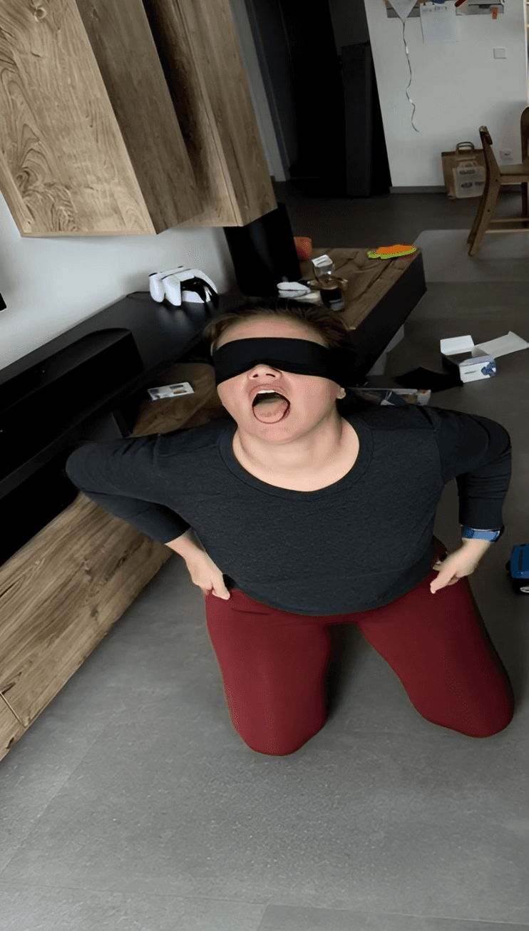 Wife teasing with Blindfold and Tongue