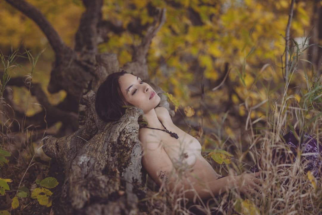 Sabrina Haze a.k.a. Chiyuki Haze from Michigan naked in the woods