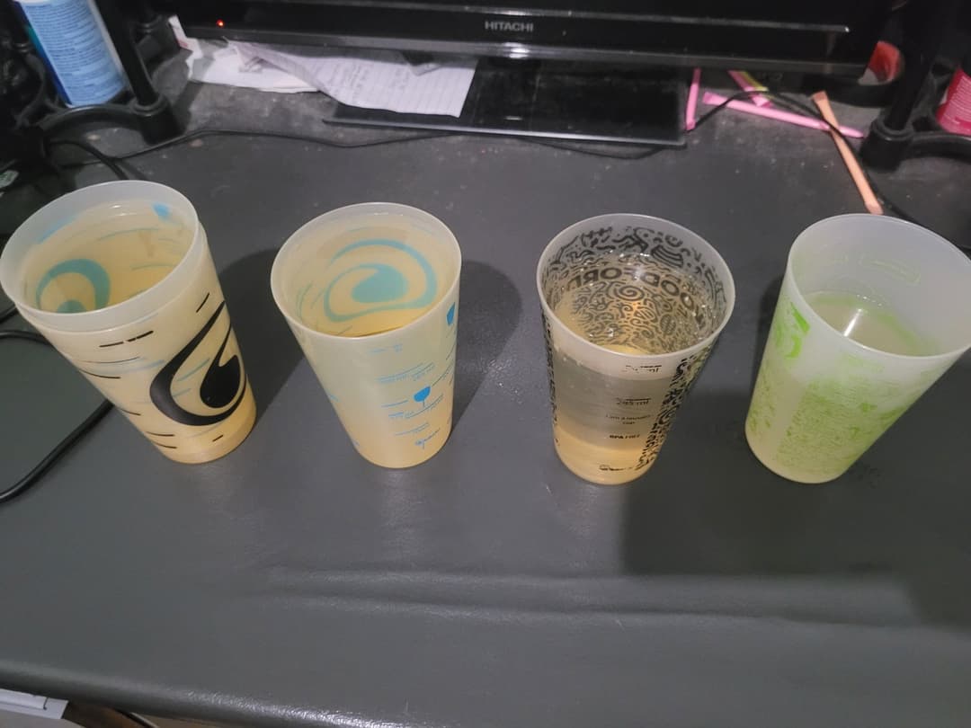 Extremely desperate pee into cups