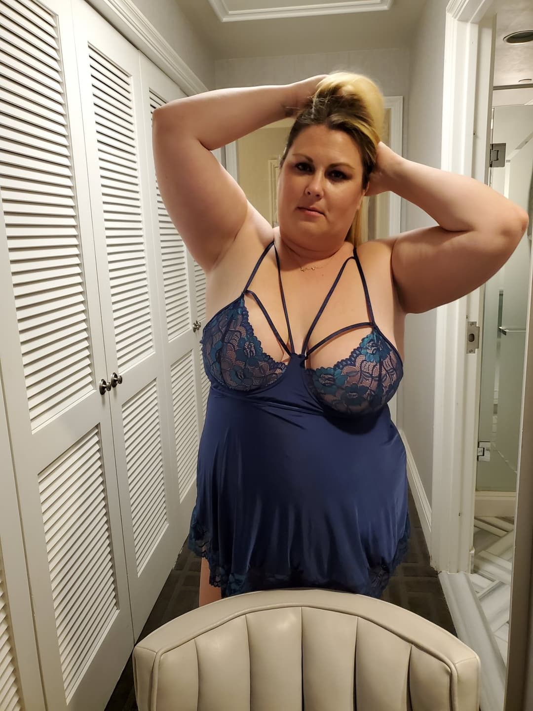 Married Vegas blue lingerie hotel fun