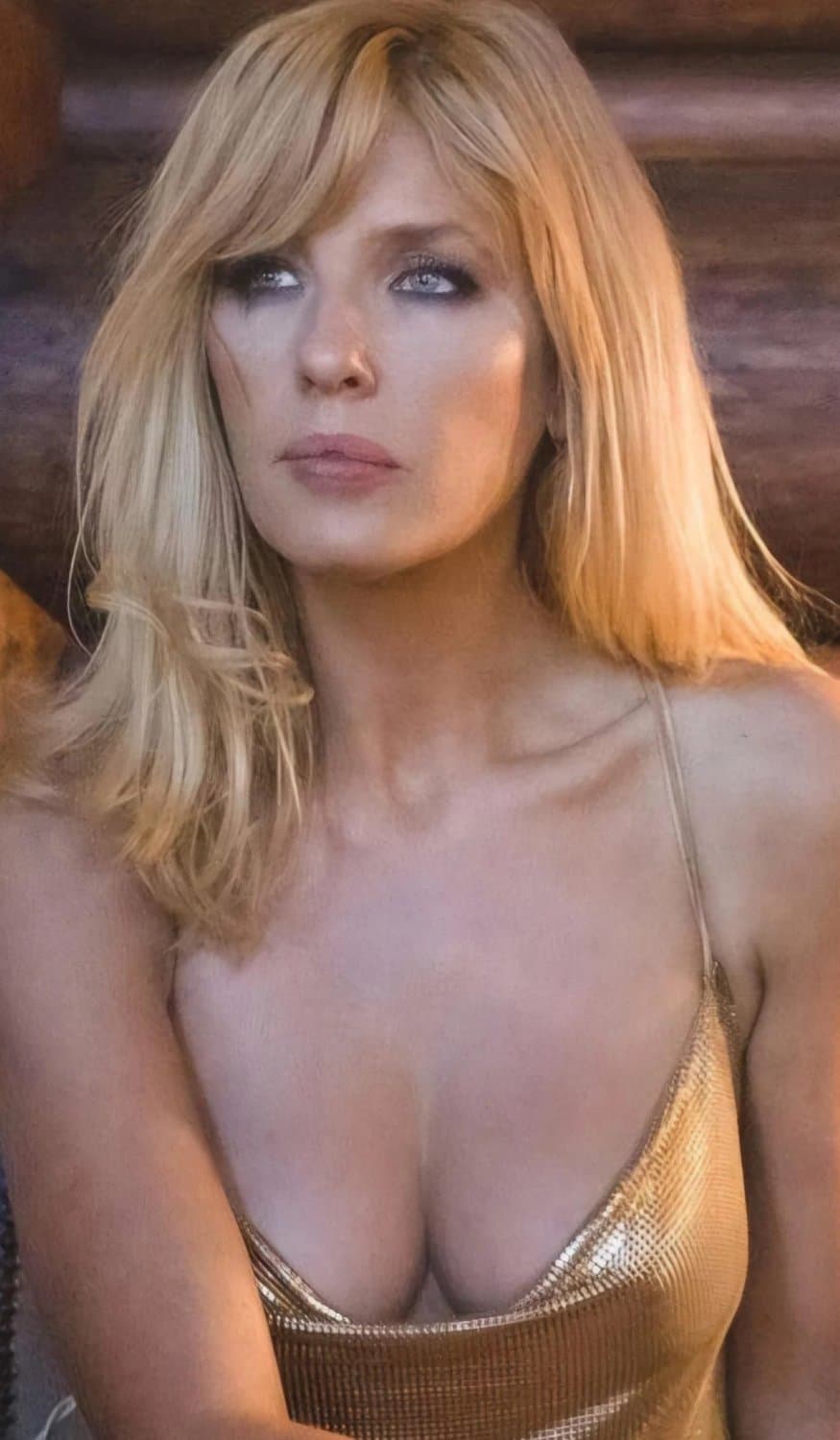 Sexy eyed big titty actress Kelly Reilly has nice milk wagons.  Perfect for jerk meat