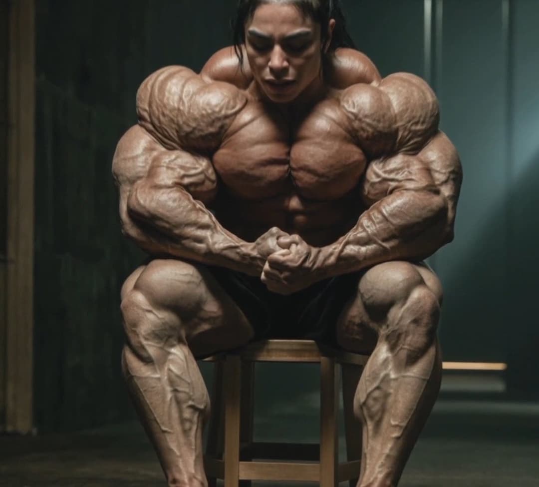 Nude Ms Olympia, seducing the judges with the strong scent of their meaty roided muscles