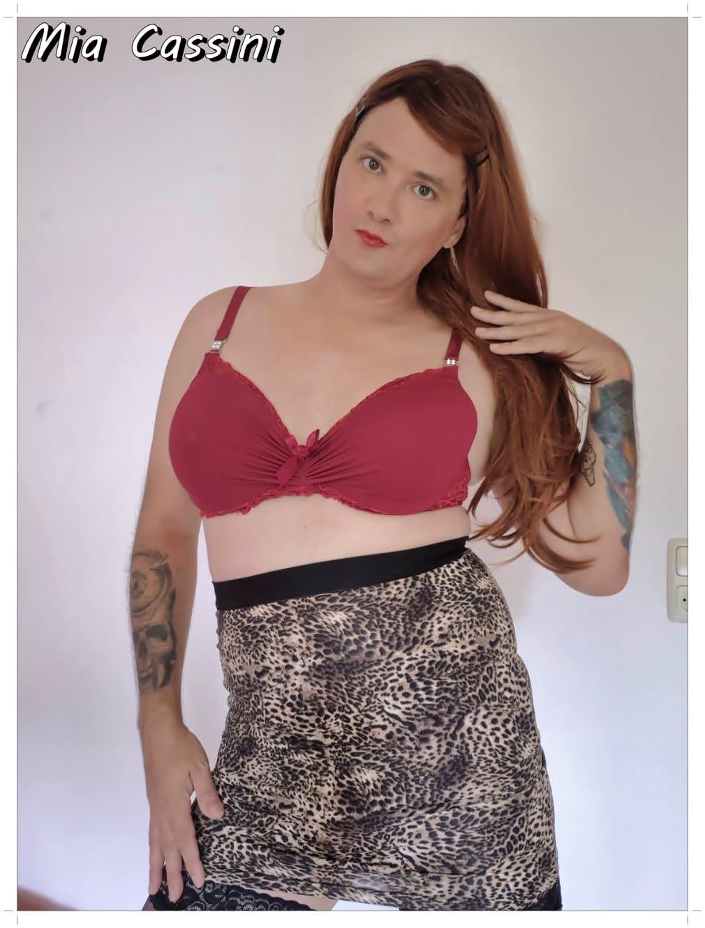 Red Lingerie and Miniskirt